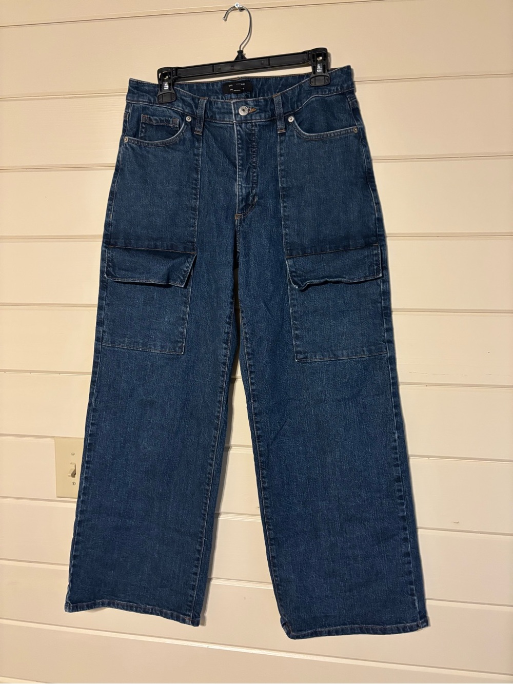 Women’s Dark Blue Utility Cargo Jeans - Wide Leg